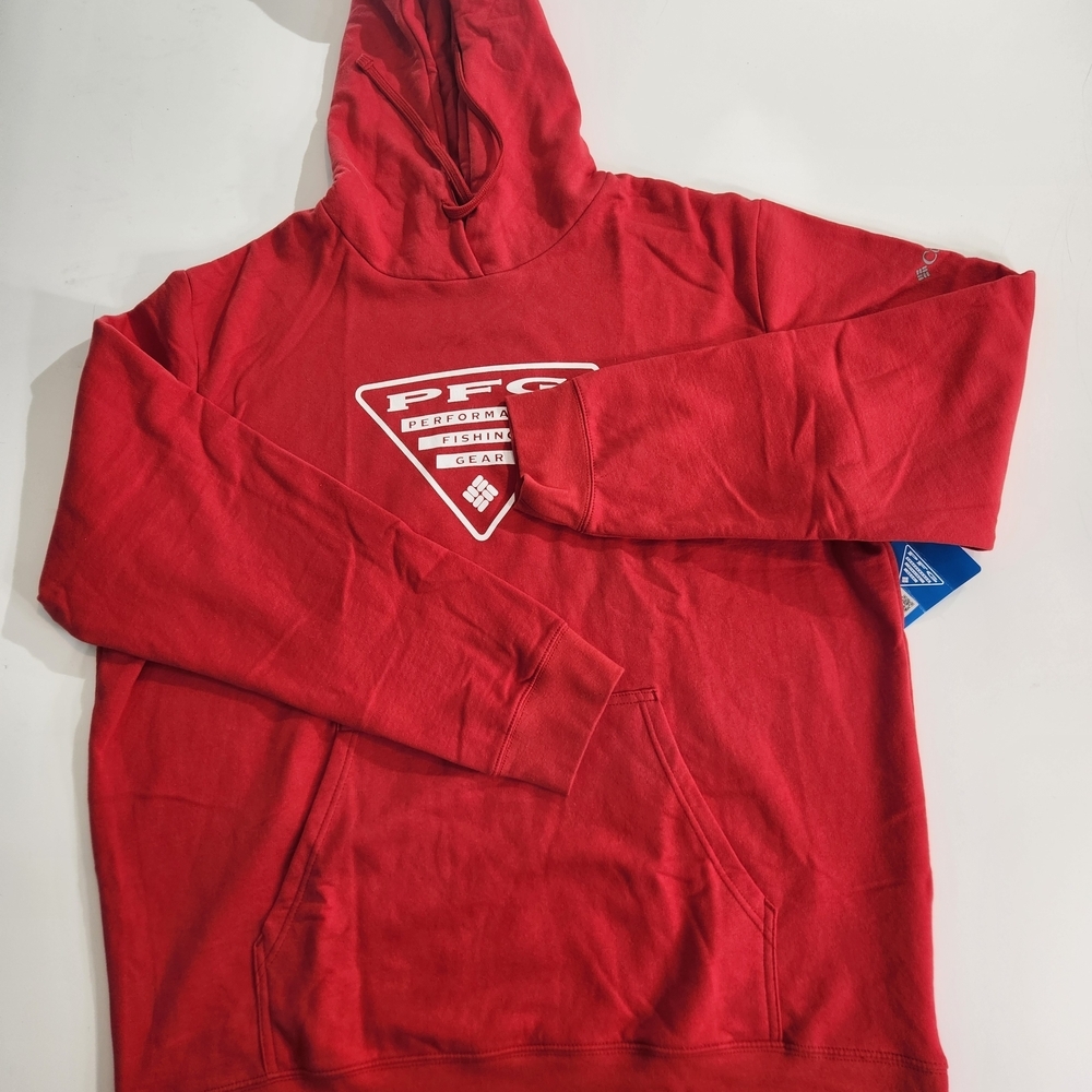 Columbia PFG Mens Size XLT Tall Hoodie Triangle Pullover  Sweatshirt Red NWT 01